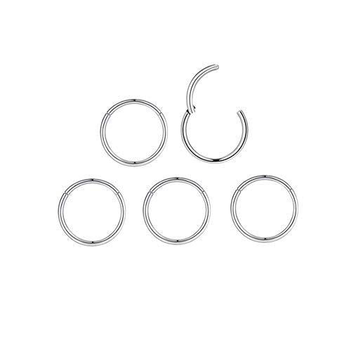 5Pcs 16G 18G Surgical Steel Nose Rings Hoop Tragus Septum Cartilage Hoop Earrings For Women Men Body Piercing Jewelry Kit Bar Length 6mm/8mm/10mm/12mm/14mm - style: 5Pcs -18G - Steel - 10mm