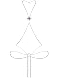 Paloli Gothic Cross Body Chain for Women – Silver Tone Adjustable Waist Body Jewelry, Vintage Filigree Y-Style Harness Necklace for Festival Party Outfit - style: Amethyst Purple