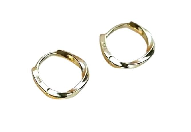 QueenBee 925 Sterling Silver & Gold-Plated Twisted Small Hoop Earrings – Hypoallergenic, Minimalist, Lightweight Jewelry for Women – Classic Everyday Hoops - color: Small Gold Hoop