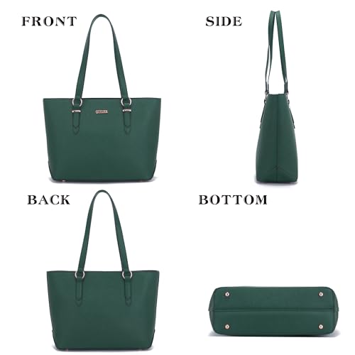 Purses And Wallets Set For Women Work Tote Satchel Handbags Shoulder Bag Top Handle Totes Purse With Matching Wallet - color: A51-3pcs/Set Darkgreen