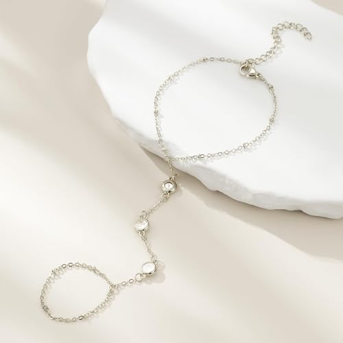 choice of all Hand Chain Bracelet Gold Finger Ring Bracelet Hand Chain for Women Trendy Birthday Jewelry Gifts - color: A8:Hand Chain Bracelet-silver