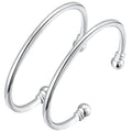 Sterling Silver Bangle Bracelets for Women,Fashion Jewelry Simple Adjustable 925 Silver Cuff Bangles for Women Mom Wife Valentine Mothers Day Gift - color: style-3