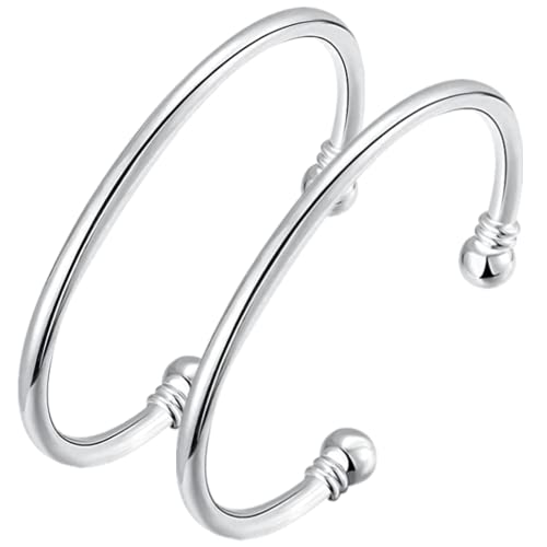 Sterling Silver Bangle Bracelets for Women,Fashion Jewelry Simple Adjustable 925 Silver Cuff Bangles for Women Mom Wife Valentine Mothers Day Gift - color: style-3