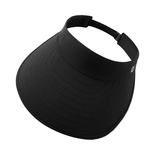 WANDER Sun Visor Hats for Women Wide Brim UV Protection Adjustable Large Golf Beach Cap Packable Travel Sport Visor - color: Black