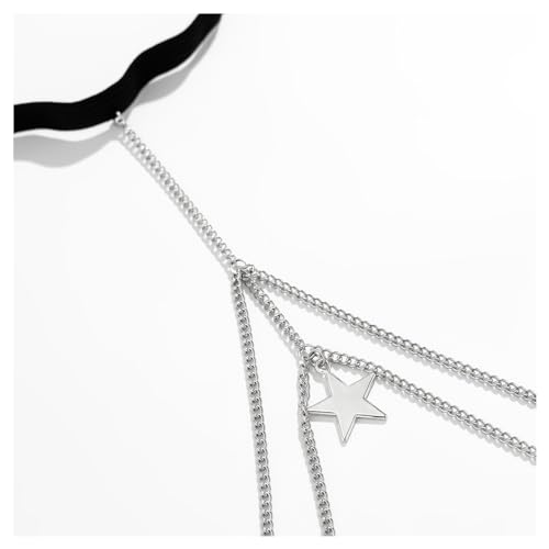 Multi-Layered Thigh Chains Jewelry, Bikini Elastic Tassel Leg Chain, Summer Beach Body Chain, Simple Metal Thigh Body Chain for Women - color: Star-Silver