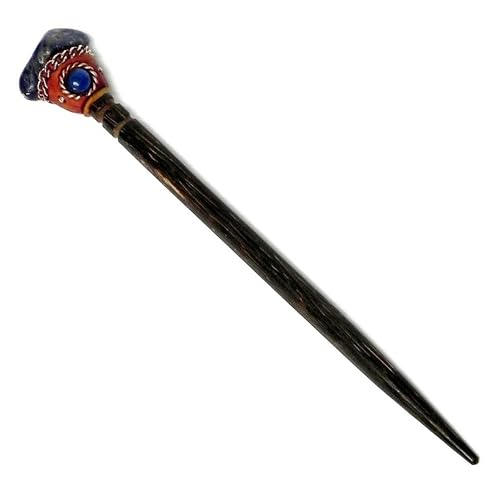 Mia Jewel Shop - Natural Tumbled Healing Gemstone Crystal Chonta Wooden Hair Sticks – Handmade Hair Sticks for Women | Hair Pins Boho Reiki Accessories, Fashion Gifts (Blue Sodalite) - color: Blue Sodalite