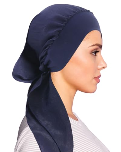 Chemo Headwear for Women Head Scarf Headwraps Silky Soft Turbans for Women Cancer Hats Chemo Beanie Coverings Scarves - color: B Navy Blue