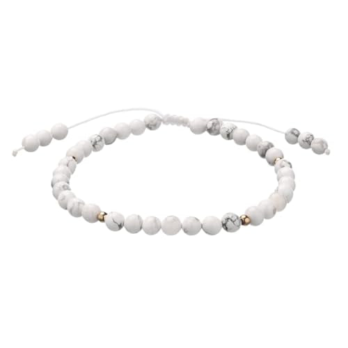 Softones 6mm Natural Stone Anklet for Women Gemstone Ankle Bracelets for Women Healing Energy Crystal Anklets Adjustable(8.5-10 Inches) - color: Howlite