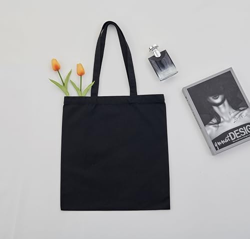 Canvas Tote Bags 15x16 – 2 | 6 | 12 Pack Reusable Cotton Totes for Grocery, Crafts, DIY, Painting - color: Black