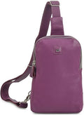 Leather Sling Bag for Women Genuine Crossbody Purse Small Trendy Cross Over Chest with Phone and Credit Card Slots (Amethyst Nappa) - color: Amethyst Nappa