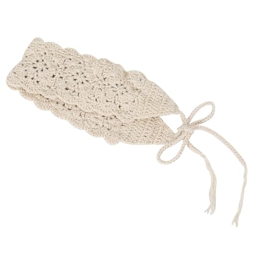 ZLYC Women Floral Headband Handmade Crochet Knit Vintage Hair Bands (Plain Ivory White) - color: Plain Ivory White