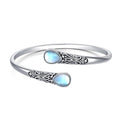 925 Sterling Silver Genuine Gemstone Bracelet for Women Men Handmade Adjustable Boho Navajo Style Bangle Cuff Natural Stone Jewelry Gift - color: Moonstone
