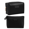 MAANGE Cosmetic Bags for Women Small Makeup Bag for Purse Pu Leather Makeup Pouch Travel Makeup Bag with Zipper Make Up Bag for Travelling - color: 2PCS Black