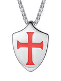 FaithHeart Knights Templar Necklace for Men, Christian Necklace for Men Stainless Steel Pendant Neckalces Christian Gifts with Gift Box - color: 03. Shield-Silver