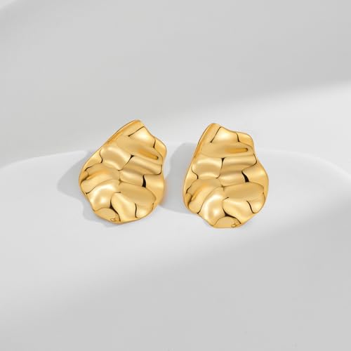Irregular Gold Stud Earrings for Women Hammered Silver Stud Earrings Statement Geometric Earrings Vintage Gold Earrings - color: 01- Irregular gold earrings