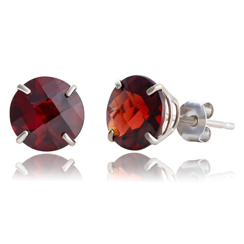 10k Gold 8mm Round Birthstone Stud Earrings for Women by MAX + STONE - color: Garnet
