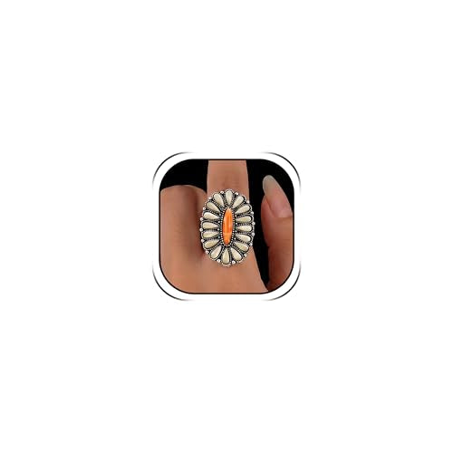 Turquoise Ring Boho Western Jewelry Chunky Thumb Statement Ring Dainty Simple Finger Open Jewelry Gift for Women Boho Dresses Accessories - color: B2:white turquoise rings