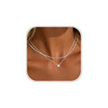 Layered Gold Necklace for Women Trendy 14K Gold Plated Heart CZ Pendant Layered Gold Necklaces Set Coin Choker Necklaces Simple Circle Cubic Zirconia Pearl Necklace Stack Herringbone Paperclip Chain Jewelry Set - style: 2PCS-Dotchain zircon-SL