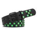 Studded Belt, Metal Punk Rock Rivet belt with Bright Pyramid Studded for Women Men - color: Green, size: Fit Pant 45-50 Inch