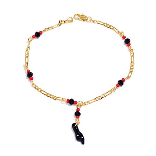 Caiyao Azabache Hand Figa Charm Stainless Steel Link Chain Bracelet Pendant Necklace Drop Dangle Earring Set for Women Men Kabbalah Amulet Protection Good Luck Jewelry - color: A black