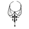 Dainty Black Upper Arm Cuff Bracelet for Women, Gothic Halloween Sexy Lace Harness Armlet Adjustable Upper Arm Chain Bangle Arm Band for Women - color: Cross