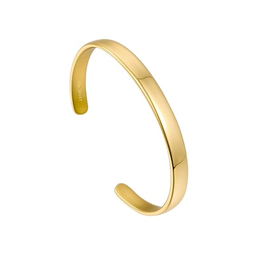 BE & CHEERY Gold Bangle Bracelet for Women, 14k Gold Plated Open Bangle, Stackable Stainless Steel Cuff Bracelets, Chunky Fashion Jewelry for Women, Trendy Elegant Design Bangle as Gifts - style: Polished