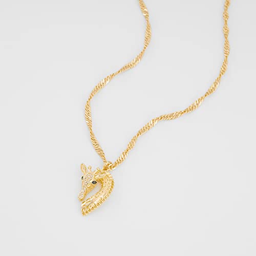 Fettero Animal Necklaces for Women 14K Gold Plated Charm Snake Necklace Elephant Bird Cat Butterfly Pendant Cute Dainty Necklace Jewelry - style: Giraffe