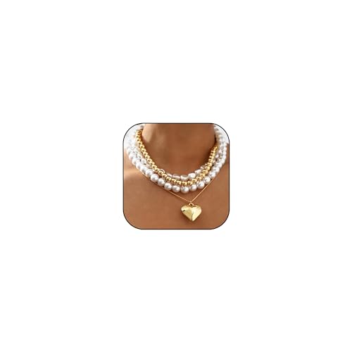 Gold Stack Necklace Chunky Necklaces for Women Trendy Coin Pendant Long Necklaces Western Jewelry for Women Cowgirl Cowboy Chic Country Outfit Boho Accessories Birthday Jewelry Gifts - color: G Gold Heart Necklace
