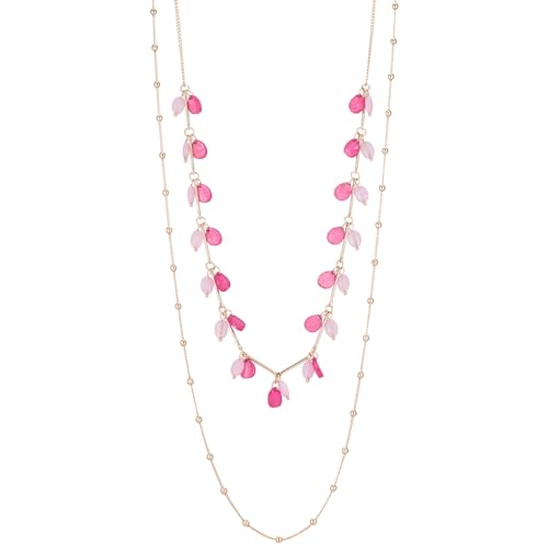 BULINLIN Layered Long Necklaces for Women Long Beaded Chain Necklace CostumeJewelry Mothers Day Gifts for Mom - color: Hot pink