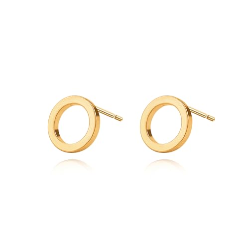 18K Gold Love Knot Stud Earrings for Women Statement Button Pearl Stud Earrings Minimalist Cute Small Post Earring - color: 6.Circle
