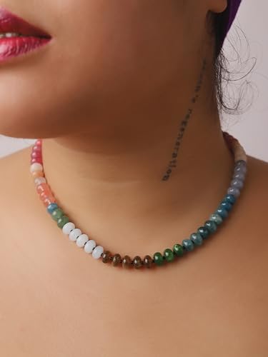 Sacina Trendy Boho Colorful Beaded Crystal Choker, Y2k Summer Beach Necklace, Boho Necklace, Hippie Jewelry, Christmas Jewelry Gift for Women - color: H