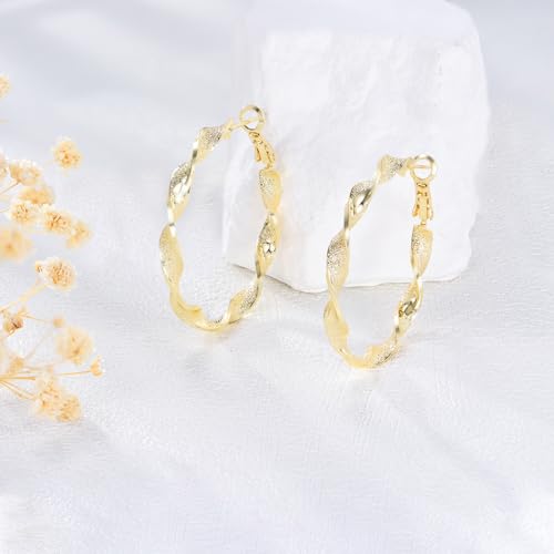 14K Gold Hoop Earrings for Women Gold Earrings for Women 14K gold Hoops Earring Jewelry Gifts - style: Twisted Spiral