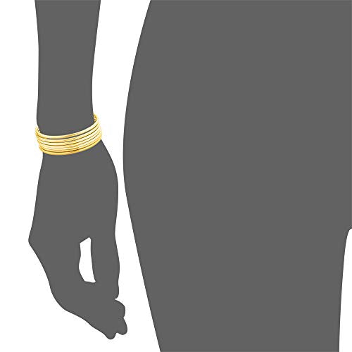 Glossy Thin Round Bangle Bracelet Set for Women, Set of 7 - color: Gold