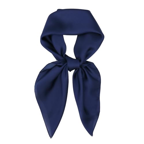 vimate Head Scarf for Women Hair 27'' Square Satin Silk Feeling Bnadana Neck Scarf Handbag Accessories Etc - color: C82#. Navy Blue