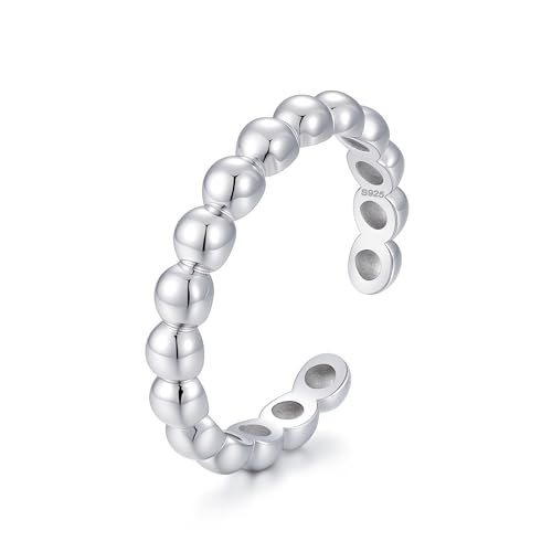 CHIC & ARTSY 925 Sterling Silver Open Toe Ring for Women - Lightweight Comfortable Yoga Toe Rings, Adjustable Stackable Toe Rings, Boho Coastal Vacation Beach Foot Jewellery - color: Bead