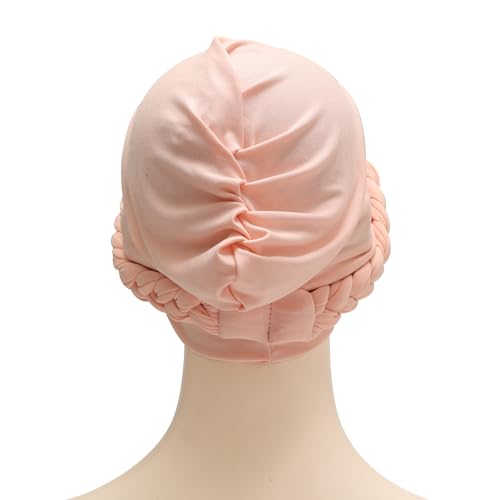 ZLYC Chemo Headwear for Women Pre Tied Turban Headwear Lightweight Beanie Hat - color: Braid Light Pink