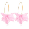 Exaggerated Bohemian Resin Rose Flower Petal Dangle Drop Earrings Long Acrylic Tiered Floral Tassel Earring for Women - color: Pink