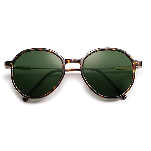 SOJOS Trendy Designer Hexagon Round Sunglasses for Women Fashion Big Shades Geometric Women Sunglasses SJ2181 - color: Tortoise