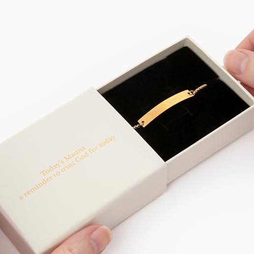 Today’s Manna 18K Gold Bracelet for Women – Waterproof, Dainty Minimalist Gold Bracelet, Christian Faith Jewelry Gift, Engraved Adjustable Chain Bracelet, Made in USA