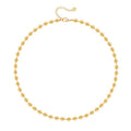 Aobei Pearl 18K Gold Plated Paperclip Chain Choker Satellite Chain Freshwater Cultured Biwa Pearl Pendant Necklace Dainty Turquoise Jewelry for Women - color: 18K Gold Plated Chunky Ball Station Chain