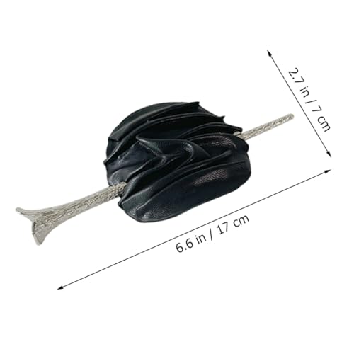 Leather Hair Stick Bun Hairpin Black Retro Hair Pin Women Headdress for Ponytail and Chignon Styling