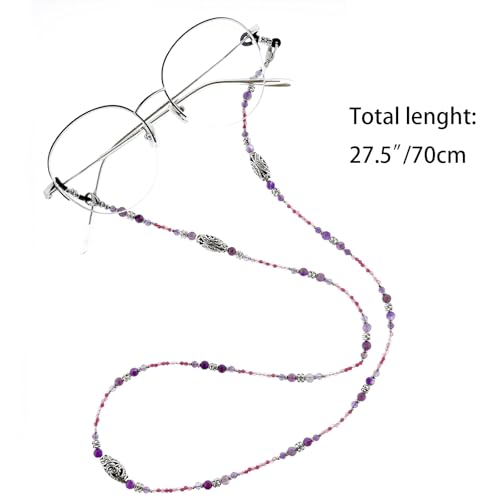 Damanse Beaded Glasses Chain,Eyeglass & Sunglass Strap For Women Stylish - color: Boho Amethyst