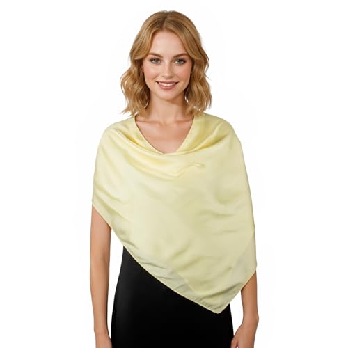RIIQIICHY 35 Inch Head Scarf for Women Hair Scarf Like Silk Scarf Square Scarf Bandanas for Women - color: Light Yellow