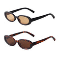 90s Sunglasses for Women Men Retro Small Oval Sunglasses - color: Black/Orange+leopard/Brown