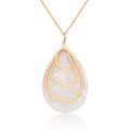 MOLOCH Long Necklace For Women Geometry Teardrop Acrylic Circle Pendant Necklace Statement Boho Acetate Resin Necklace Minimalist Gift - color: White