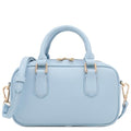 FashionPuzzle Mini PU Leather Satchel Purse Top Handle Crossbody Bag - color: Light Blue