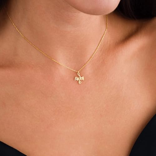 VRIUA Gold Necklace for Women - 14K Gold Plated Dainty Italian Horn Star of David Butterfly Bow Sun Lotus Volleyball Baseball Cowboy Boots Necklace Jewelry Everyday for Women - style: Dragon