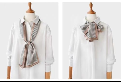 ANDANTINO 100% Silk Scarf for Women 59”*6.3” Long Shawls for Headscarf and Neck- Oblong Hair Wraps with Gift Packed - color: Stripes