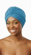 DONNA Glitter Turban – Full Size Stretch Headwrap with Elastic Hold – Sparkly Fashion Turban for Women’s Hair Protection - color: Sky Blue