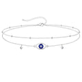 Gold/Sterling Silver Anklet Bracelets for Women Waterproof, Non Tarnish 925 Sterling Sliver Plated Heart Evileye Butterfly Charm, Dainty Summer Beach Anklets for Women, Beach Vacation Bikini Outfits for Her Mom - style: Evil eye-Silver